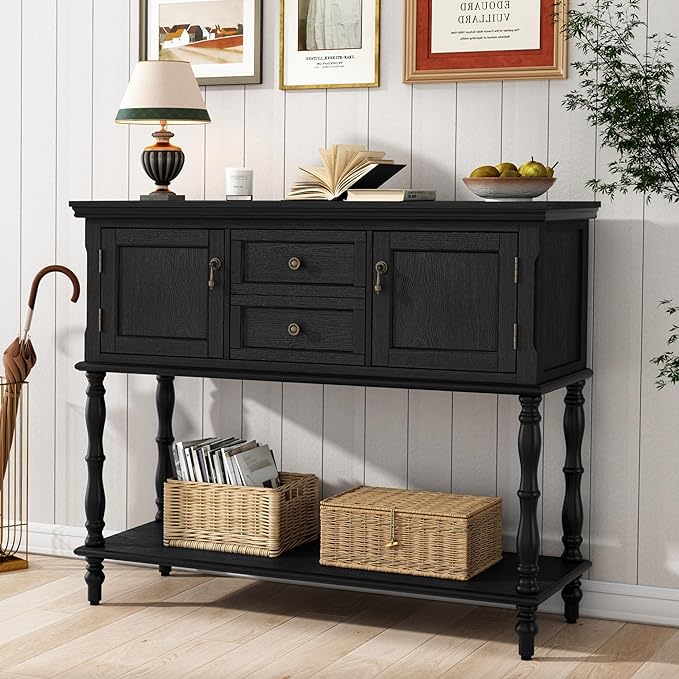 ARTPOWER Console Table with 2 Drawers, Retro Entryway Table with 2 Door by PowerofArtBetterforLife