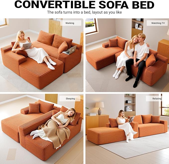 Cloud Sectional Couch, Corduroy Boneless Couches - Image 5