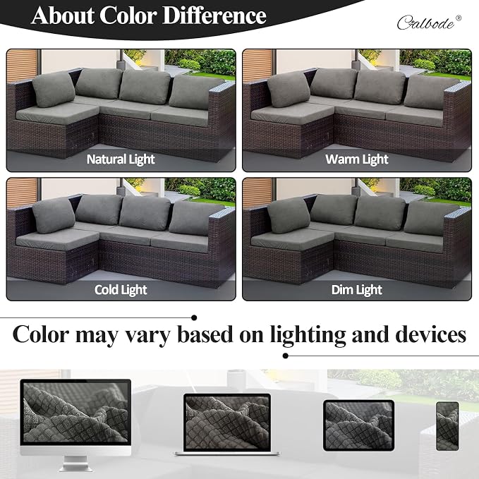 CALBODE 12Pcs Outdoor Stretch Cushion Covers, Waterproof Outdoor Chair Cushion - Image 5