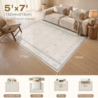 cotiled Boho 5x7 Area Rugs for Living Room: Soft Moroccan Washable Rug | Solve - Image 2