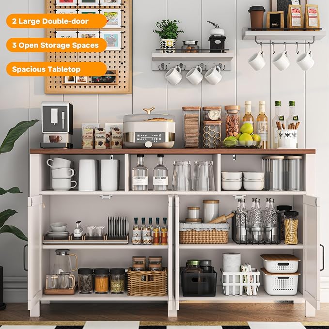 knoworld Buffet Sideboard with Storage Farmhouse with 4 Doors, Dining Room - Image 4