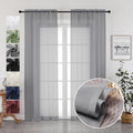 2 Panels Sheer Charcoal Grey Curtains 72 Inches Length Window Treatment by OVZME