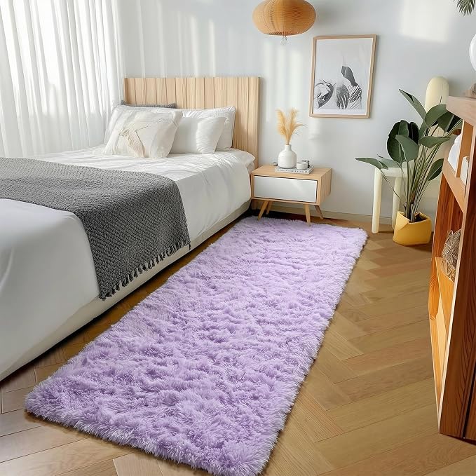 Light Purple Runner Rugs for Girls Bedroom Living Room, Fluffy 2x6 Area Rug | - Image 4