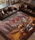 Rustic Cabin Area Rug for Bedroom 4x6, Machine Washable Forest Bear Rug - Image 8
