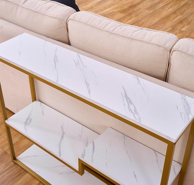 loglus Console Table for Entryway, Faux Marble MDF Sofa Table - Image 5