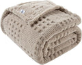 Waffle Brown Throw Blanket -Fluffy Fleece, Neutral Tan Color, Cute & Aesthetic by LUSSENAHOME