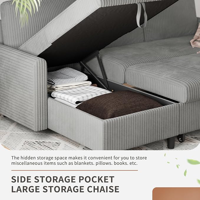 Walsunny 77" Sectional Sleeper Sofa - Image 4