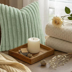 decorUhome Fall Faux Fur Throw Pillow Covers 20x20 Set of 2 Sage Green | - Image 9
