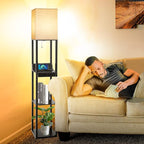 Floor Lamp with Shelves, RUNTOP LED Shelf Floor Lamp with Wireless Charger & 2 - Image 7