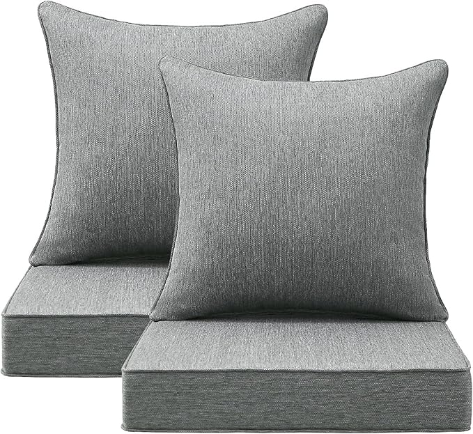 Outdoor Deep Seat & Back Cushion Set, 24 x 24 Inch Water Repellent and Fade by Supflourishia