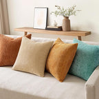MIULEE Soft Decorative Chenille Fall Pillow Covers Beige Orange Teal 20x20 | - Image 3
