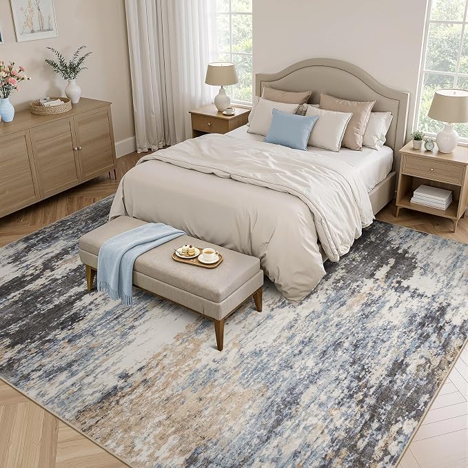 9x12 Area Rug for Living Room, Abstract Washable Large Rugs, Dining Room - Image 2