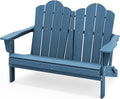 SERWALL Outdoor Folding Adirondack Bench, HDPE All-Weather Adirondack Loveseat by SERWALL