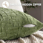 MIULEE Chenille Textured Throw Pillow Covers Sage Green 20x20 Set of 2 | Slubby - Image 6