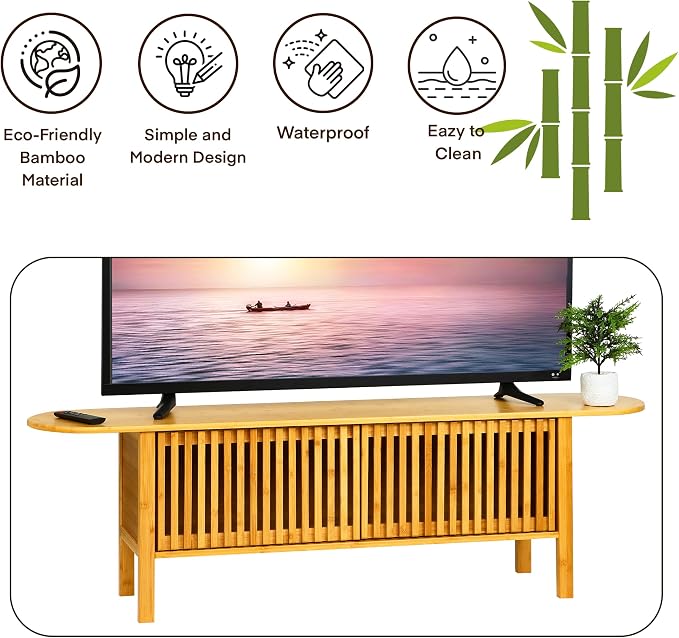 Bamboo TV Stand for TVs up to 65", Accent Entertainment Center - Image 8