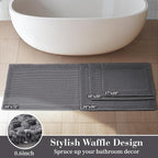 RESARE Waffle Bathroom Runner Rugs, Non Slip Boho Bath Mat 24x72 Dark Grey | - Image 5