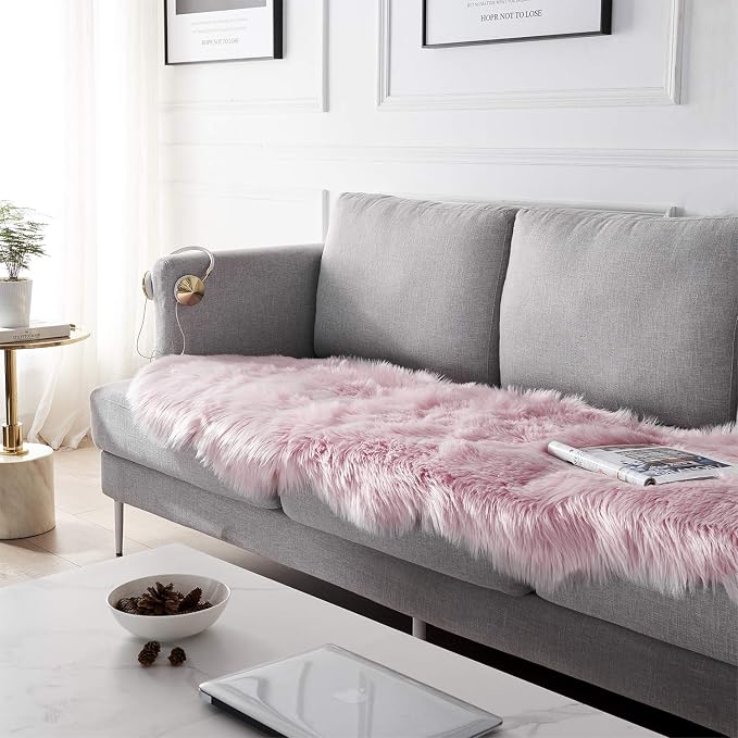 SERISSA 2x6 Fluffy Pink Faux Fur Area Rug - Image 3