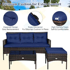 Tangkula 3 Pieces Patio Conversation Set, All Weather Outdoor PE Rattan Wicker - Image 4