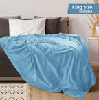 Utopia Bedding Soft Fleece Bed Blanket King Size Washed Blue | Microfiber Plush - Image 2