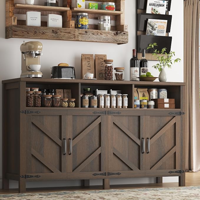 knoworld Buffet Sideboard with Storage Farmhouse with 4 Doors, Dining Room by KNOWORLD