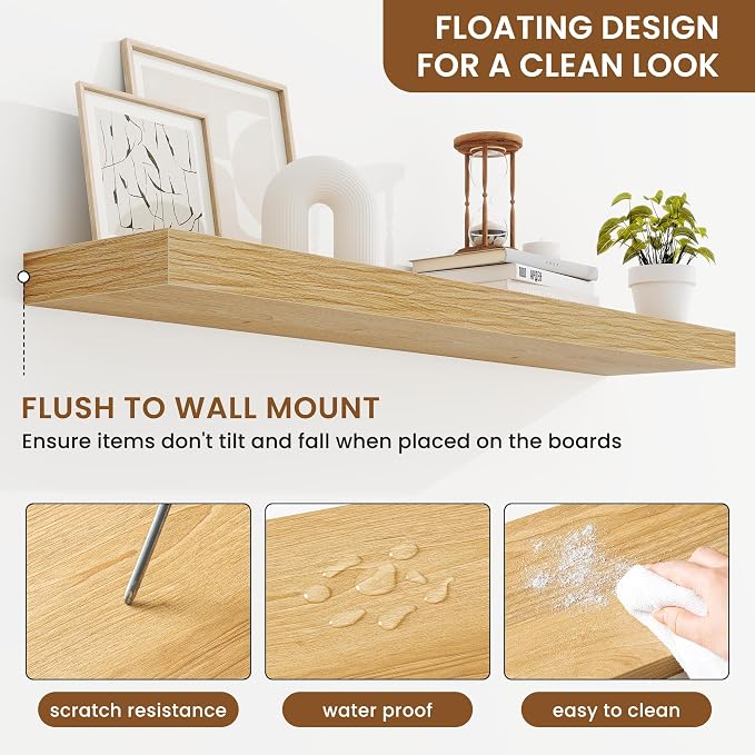 fuqing Floating Shelves for Wall, Wall Mounted Wood Floating Shelf - Image 5