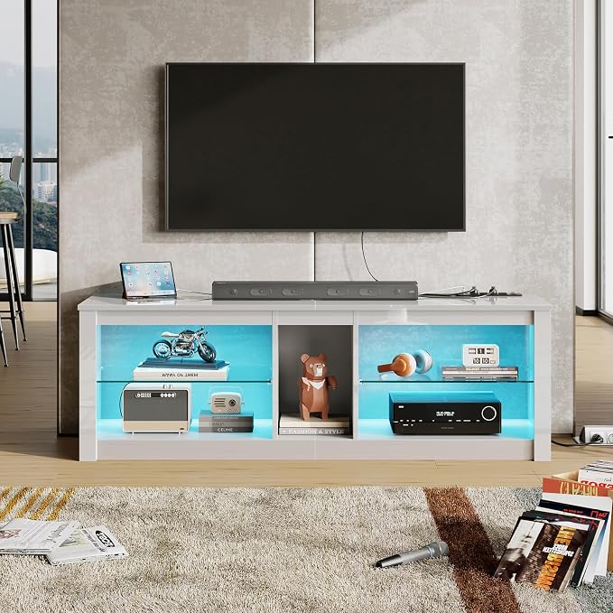 Bestier LED TV Stand for 55/60/65 Inch TV, Modern Gaming TV Console - Image 4