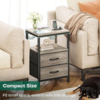 Huuger Nightstand with Charging Station, Fabric Drawers, End Table with Open - Image 6