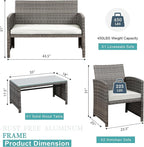 SUNLEI Patio Furniture Set 4 Piece Outdoor Furniture Set, PE Rattan Wicker - Image 2