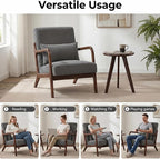 Mid Century Modern Accent Chairs Set of 2, Upholstered Corduroy Armchairs - Image 5