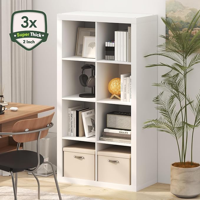 Furinno Cubicle Book Shelf, 8-Cube 2-Inch Super Thick Frame Bookshelf, - Image 3