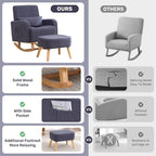 HCHAIRH Rocking Chair with Ottoman, Upholstered Glider Rocker with High - Image 8