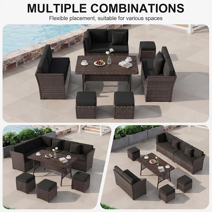 LOUVIXA 7 Pieces Patio Furniture Set, Outdoor Patio Furniture, Wicker - Image 3