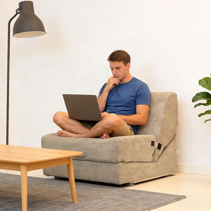 jela Luxury Corduroy Indoor Chaise Lounge, Foldable Sofa Bed Chair by KidsCouchExpert