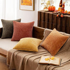MIULEE Decorative Chenille Fall Pillow Covers Orange Brown 20x20 Pack of 4 | - Image 3