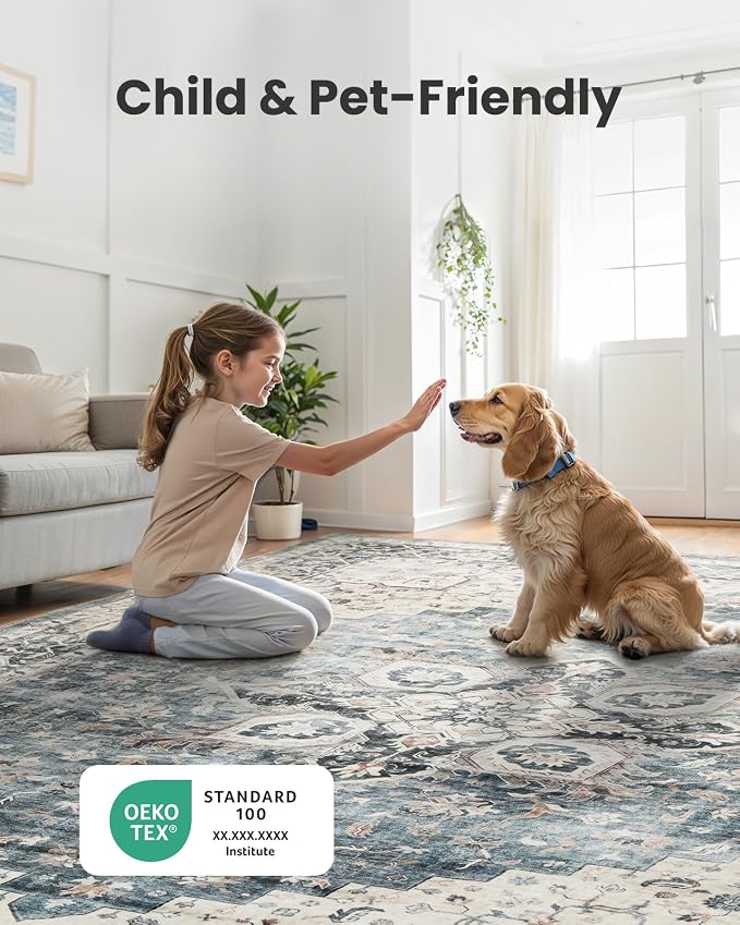 AMADA HOMEFURNISHING 2x3 Washable Area Rug, Low-Profile Entryway Rug - Image 3