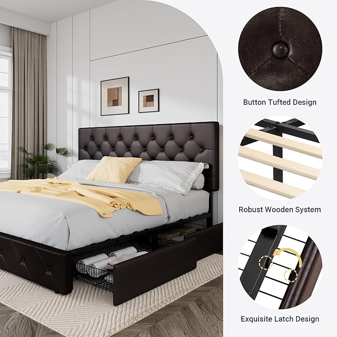 Allewie Upholstered King Size Platform Bed Frame - Image 6