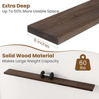 Floating Shelves for Wall Decor, 8 Inch Deep Rustic Solid Elm Wood Floating - Image 5