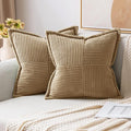 MIULEE Decorative Euro Sham Throw Pillow Covers 22x22 Inch Khaki 2 Pack | Boho by MIULEE
