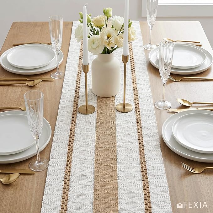 FEXIA Boho Table Runner for Hoilday Spring Home Decor Farmhouse Rustic Table - Image 4