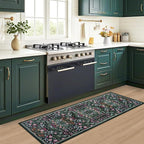 PLHXFR 2x5 Washable Runner Rug：Floral Indoor Kitchen Carpet Dark Green | - Image 5
