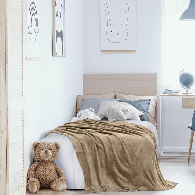 Utopia Bedding Ultra Soft Fleece Bed Blanket Twin Size Camel | Microfiber Plush - Image 9