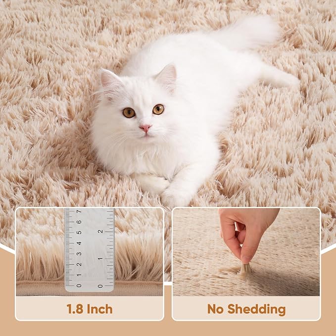 PLHXFR 6x9 Area Rugs Living Room: Fluffy Bedroom Rug Shag Carpet Camel | - Image 5