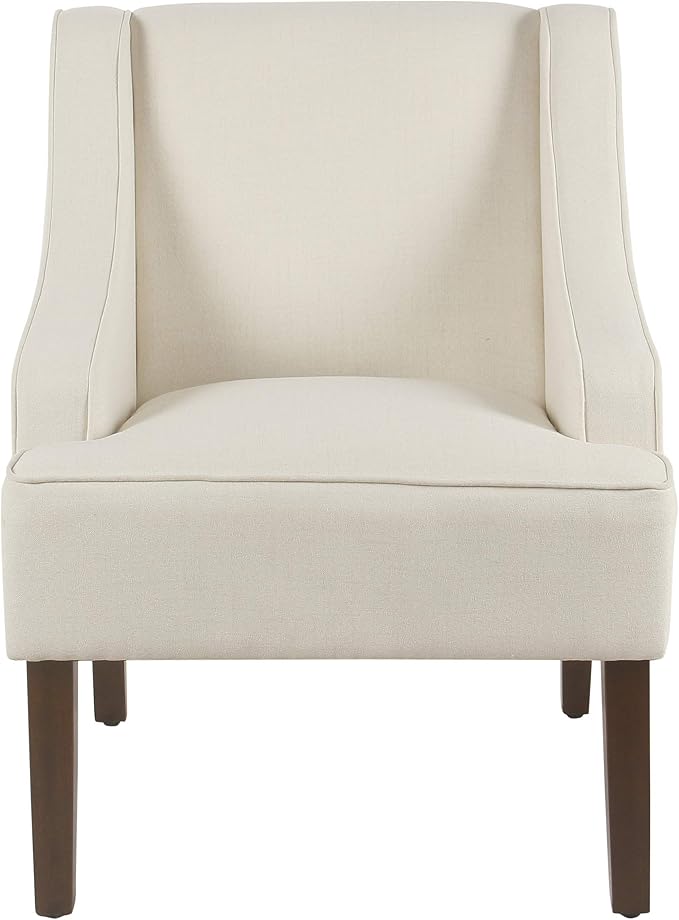 Homepop Upholstered Classic Swoop Arm Accent Chair Home Décor, Warm Ivory - Image 6