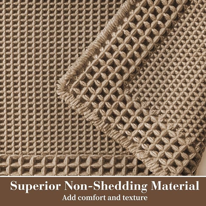 RESARE Waffle Bath Mat for Bathroom, Non Slip Bathroom Rugs 17"x24" Brown | - Image 2