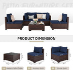 UPHA 5 Pieces Patio Furniture Sets, Wicker Outdoor Sectional Sofa Couch - Image 2