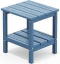 SERWALL 2-Tier HDPE Outdoor Side Table, Weatherproof Rectangular Adirondack by SERWALL