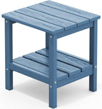 SERWALL 2-Tier HDPE Outdoor Side Table, Weatherproof Rectangular Adirondack by SERWALL