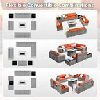 ovios 13 Pieces Patio Furniture Set, Outdoor Wicker Sectional Sofa - Image 2