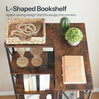HOOBRO Corner Bookshelf, 5-Tier L-Shaped Bookcase, Industrial Open Display - Image 8