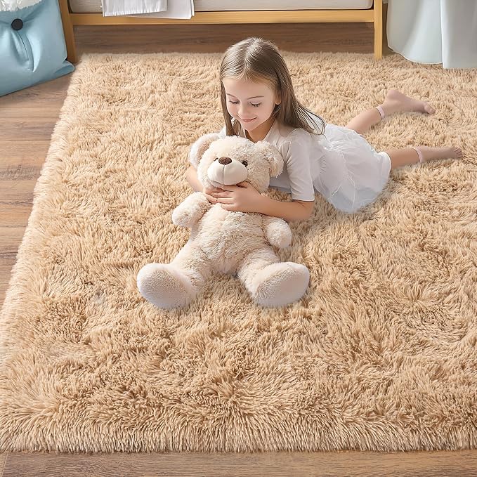Pionblank Large Area Rug for Living Room 10x14, Fluffy Shag Rug, Camel | Modern - Image 7